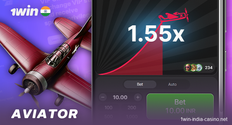 The Aviator crash game in the 1win app