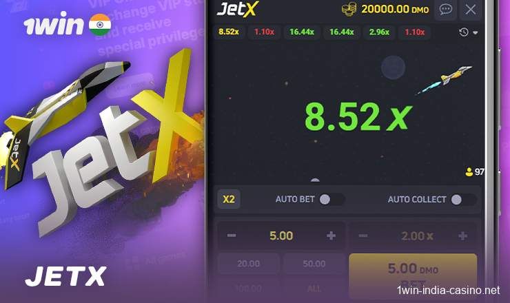 Play JetX for real money in the 1win app
