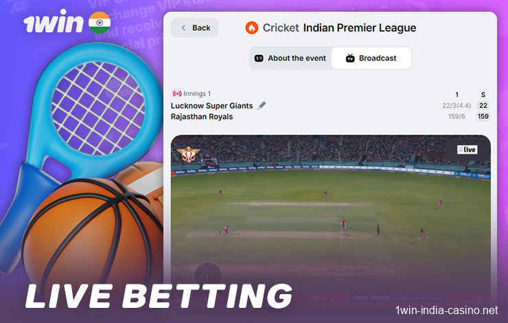Live matches for betting at 1win India