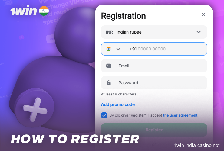 Instructions for registering with 1win India
