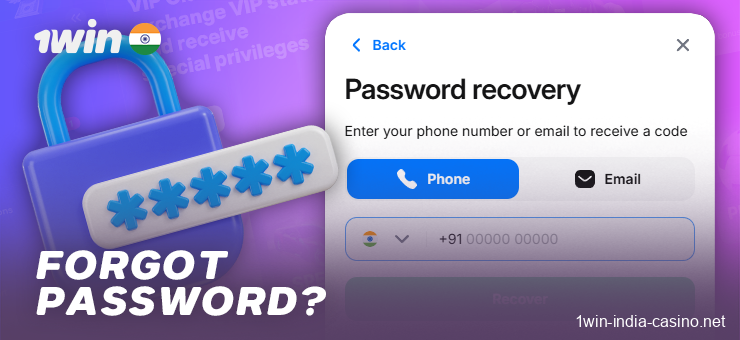 1win India Casino Password Reset Form